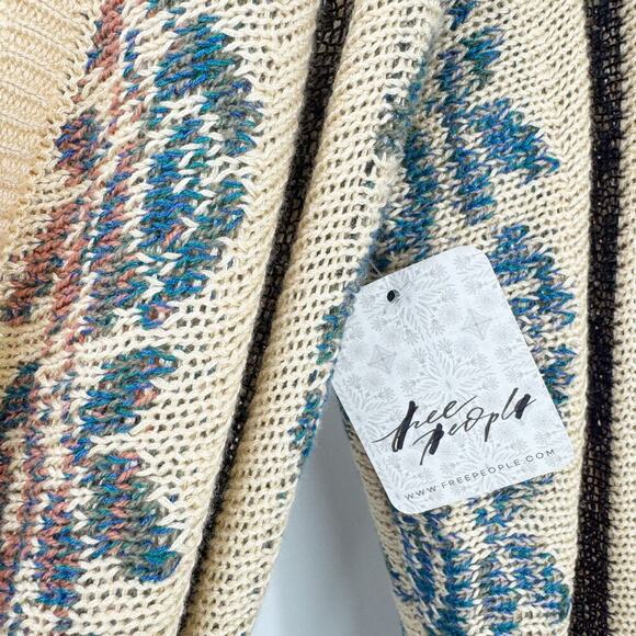 Free People Bella Rosa Wrap Mini Dress V-Neck Neutral Combo Size M NWT - Picture 10 of 11